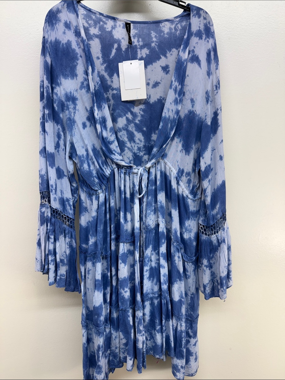 Raviya Blue Tie-Dye V-Neck Boho Tunic